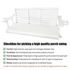 Wooden Porch Swing 3-Seater, High Backrest and Deep Seat, Bench Swing with Cupholders, Hanging Chains and 7mm Springs, Heavy Duty 880 LBS, for Outdoor Patio Garden (Pure White, 5 FT Extra Large)