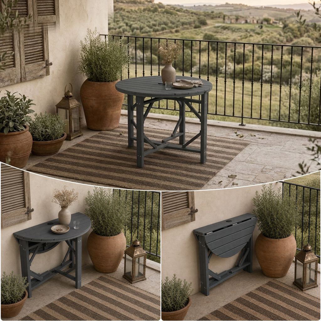 HDPE Patio Round Table 36 " All-Weather Outdoor Dining Table for Garden,Patio,Backyard