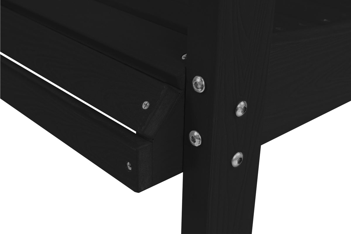 Poly Lumber Outdoor Bench, HIPS All-Weather Bench, Never Rots or Fades, for Patio, Porch, Garden and Park, 700 lbs Weight Capacity (Black, 44-inch)