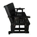 Fortune Candy Patio Glider with Cup Holders, High Roll Back and Deep Contoured Seat,Heavy Duty 800 Lb (Black, 4-feet)