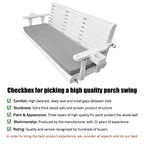 Fortune Candy Extended 3-Seater Wooden Porch Swing with Seat Cushion, Cup Holders, Hanging Chains and 7mm Springs, Heavy Duty 880 LBS (White, 5.5 FT)