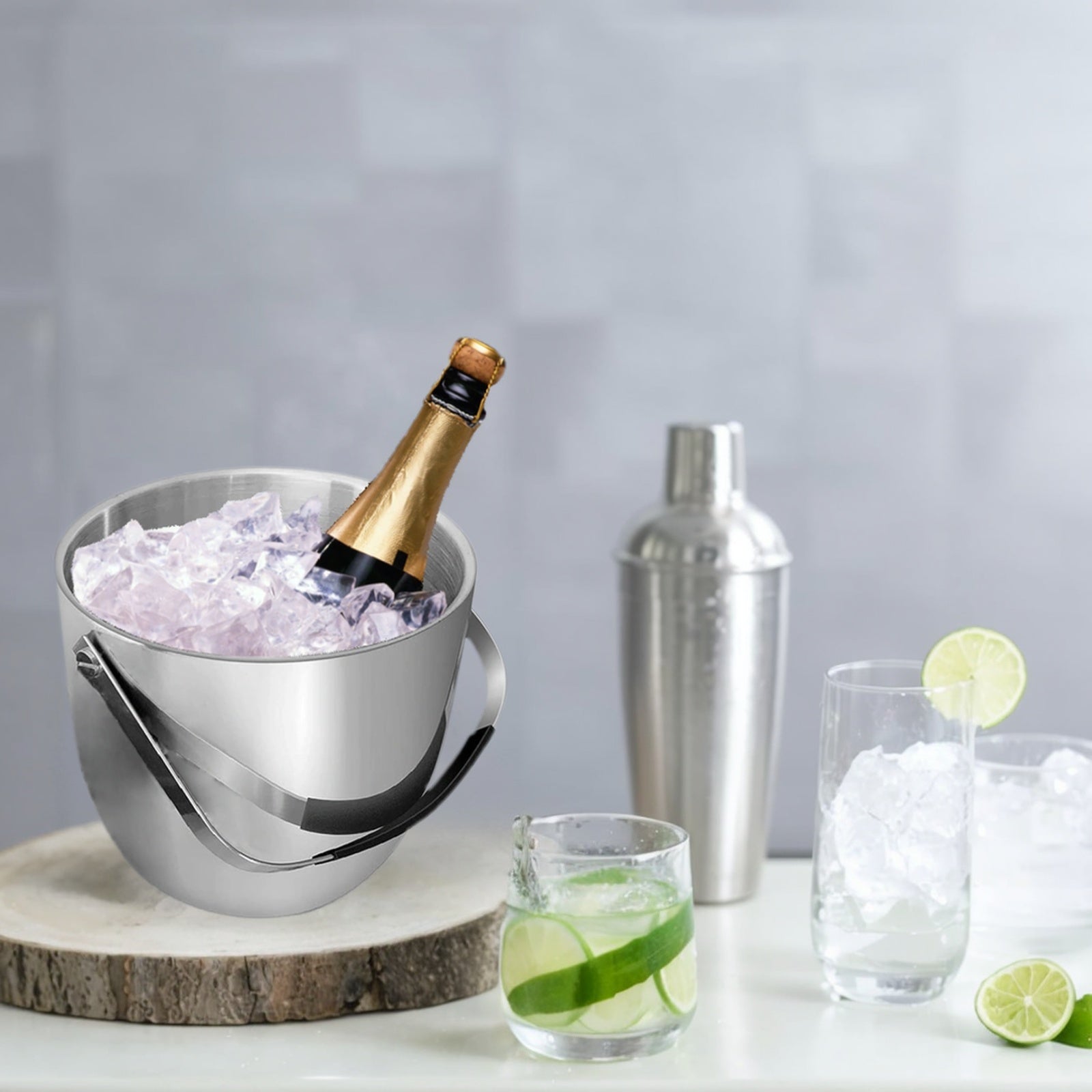 Fortune Candy Party Cooler 2.8L Double-Wall Vacuum Insulated Ice Bucket with Lid, Keep Ice Frozen Longer