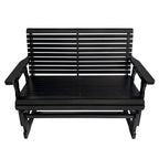 Wooden Patio Glider with High Roll Back and Deep Contoured Seat, Solid Fir Wood, 2-Seater, Heavy Duty 800 LBS, 4 Ft. (Carbon Black)