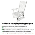 Wooden Patio Glider for One Person, with High Back and Deep Contoured Seat, Solid Fir Wood, Heavy Duty 600 LBS (Slat Back, White)