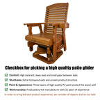 Wooden Swivel Glider Chair, 360° Outdoor Patio Rocker with Ergonomic Design, Smooth Gliding Motion, Solid Fir Wood, Weather-Resistant PU Finish, Heavy Duty 500 LBS (Teak Tone)