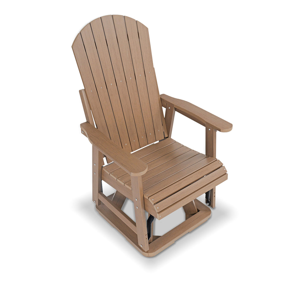 HIPS Swivel Patio Glider, Poly Lumber Weather Resistant Outdoor Chair, for Patio, Porch, Yard (Brown)
