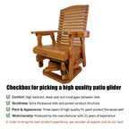 Wooden Swivel Glider Chair, 360° Outdoor Patio Rocker with Ergonomic Design, Smooth Gliding Motion, Solid Fir Wood, Weather-Resistant PU Finish, Heavy Duty 500 LBS