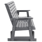 HIPS Patio Glider with Cup Holders, Durable Poly Lumber Material, All-Weather Resistant, High Backrest and Deep Contoured Seat, Ladder Back, Heavy Duty 900 LB, for Outdoor, Patio (Gray, 3-Seat)