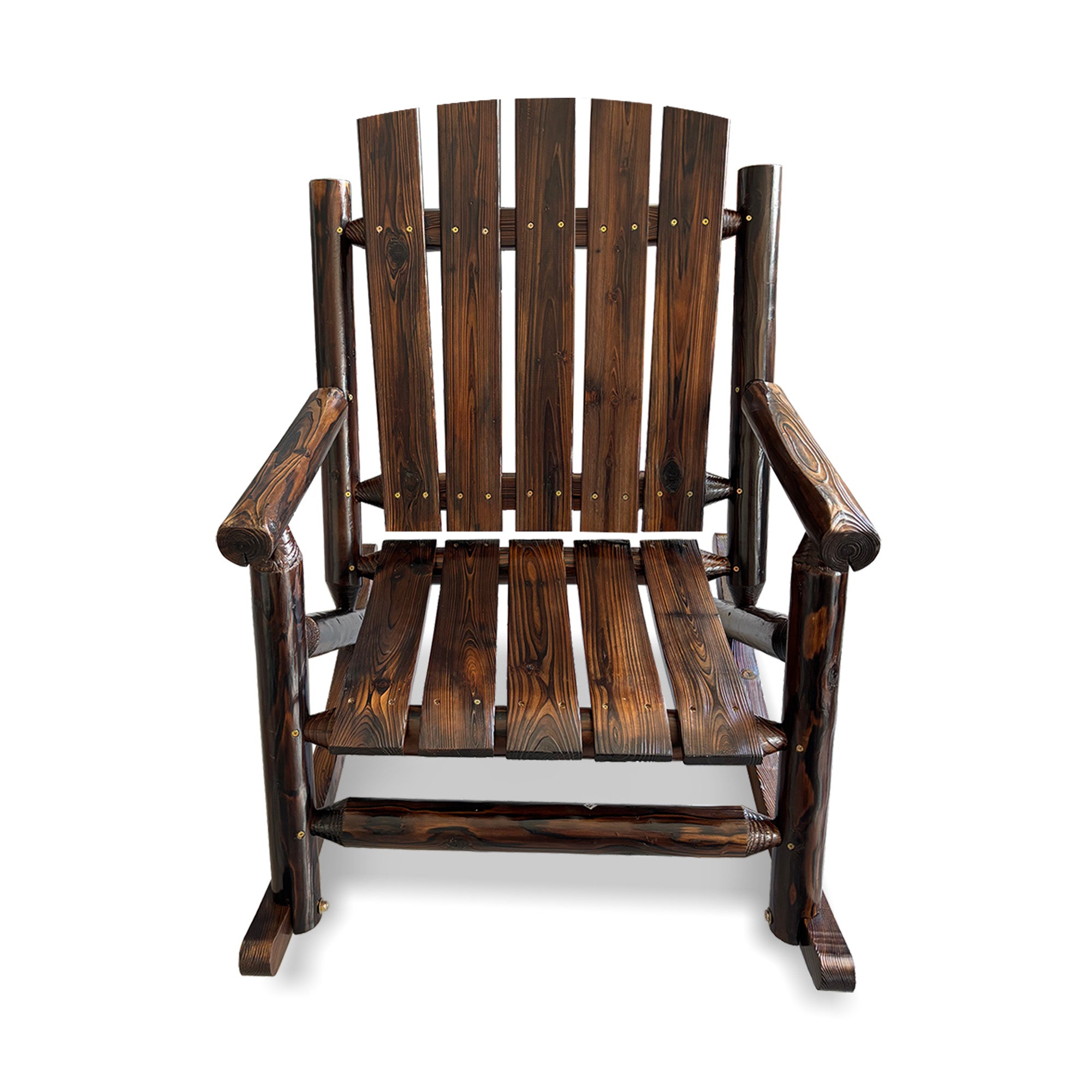 Rustic Log Wooden Rocking Chair, Handcrafted Solid Fir Wood Outdoor Rocker for Porch, Patio, Heavy-Duty 700 LBS, Weather-Resistant Finish, Natural Charm