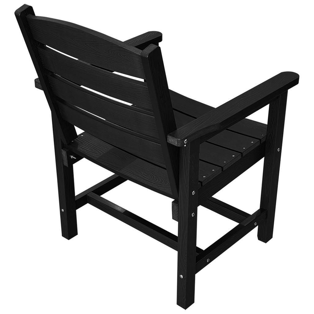 Poly Lumber Patio Dining Chair Set of Two, HIPS Outdoor Ladder Back Chair, Weather Resistant (Black, 2 Piece)