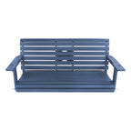 Poly Lumber 3-Seat Porch Swing, HIPS 5-Feet Bench Swing with Foldable Cup Holders,18/8 Stainless Steel Hardware, High Backrest and Deep Contoured Seat (Navy Blue, 5-feet)
