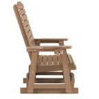 Poly Lumber Patio Glider for One Person, with Cup Holders, High Backrest and Deep Contoured Seat, HIPS Material, All-Weather Resistant, Heavy Duty 700 Pounds (Brown)