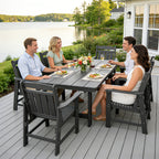 Modern HDPE Patio Dining Set, Poly Lumber Table and Chair, with Umbrella Hole, Weather Resistant, for Outdoor, Yard, Lawn (7 Piece)