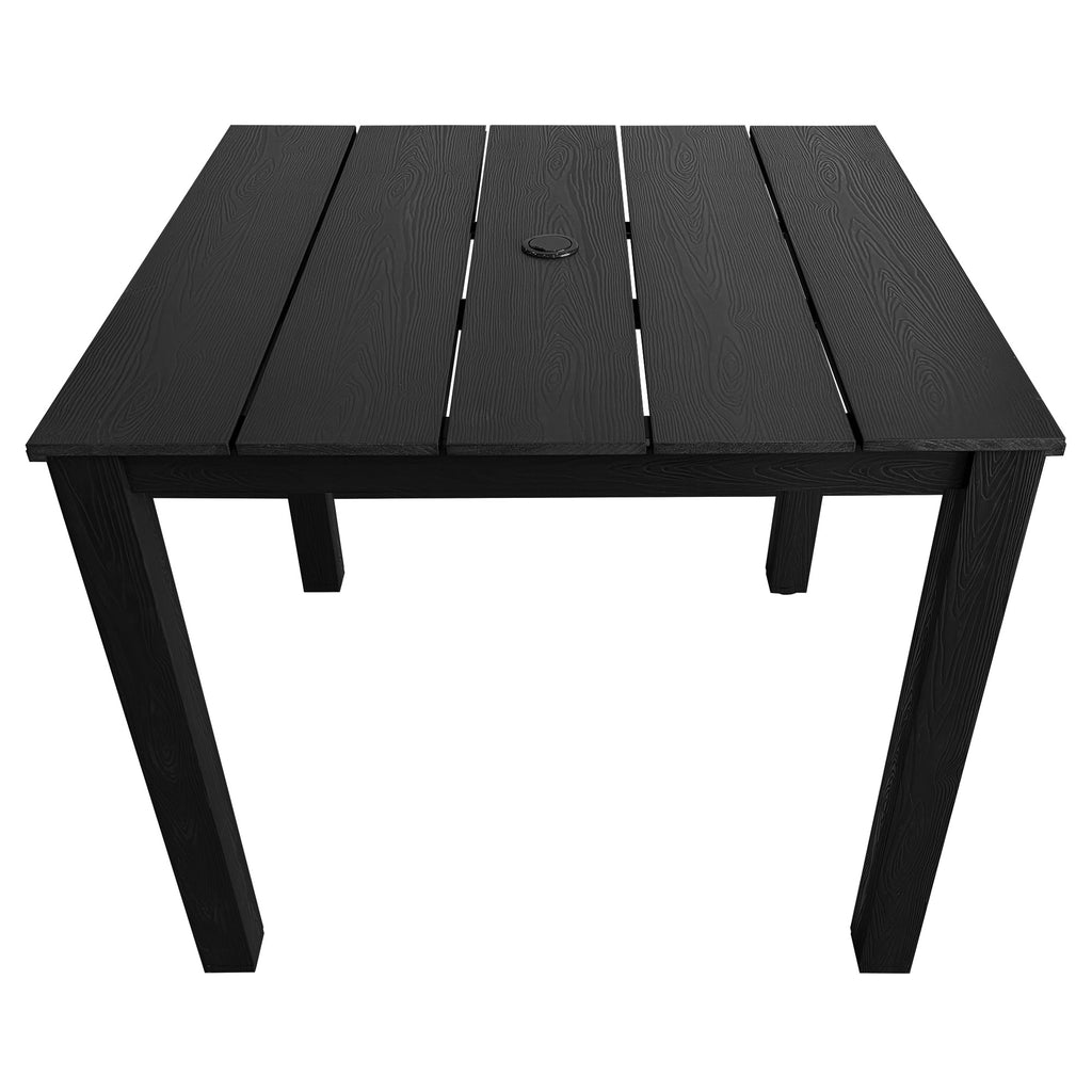 Poly Lumber Patio Dining Table, 36.2-Inches HIPS Outdoor Dining Table with Umbrella Hole, Weather Resistant (Black, 1 Piece)