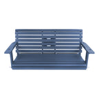 Poly Lumber 3-Seat Porch Swing, HIPS 5-Feet Bench Swing with Foldable Cup Holders,18/8 Stainless Steel Hardware, High Backrest and Deep Contoured Seat (Navy Blue, 5-feet)