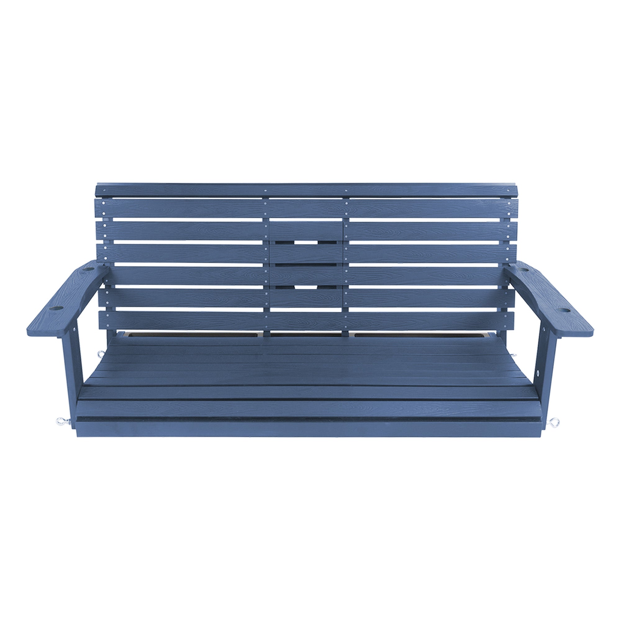 Poly Lumber 3-Seat Porch Swing, HIPS 5-Feet Bench Swing with Foldable Cup Holders,18/8 Stainless Steel Hardware, High Backrest and Deep Contoured Seat (Navy Blue, 5-feet)