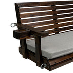Fortune Candy Extended 3-Seater Wooden Porch Swing with Seat Cushion, Cup Holders, Hanging Chains and 7mm Springs, Heavy Duty 880 LBS (Deep Brown, 5.5 FT)