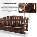 5FT Rustic Log Wooden Porch Swing, Heavy-Duty 900 LBS, Outdoor Hanging Bench for Patio, Garden, Yard – Solid Fir Wood, Handcrafted, Weather-Resistant Finish