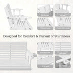 Fortune Candy Extended 3-Seater Wooden Porch Swing with Seat Cushion, Cup Holders, Hanging Chains and 7mm Springs, Heavy Duty 880 LBS (White, 5.5 FT)