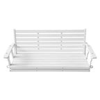 Wooden Porch Swing, Ergonomic Seat, Bench Swing with Hanging Chains and 7mm Springs, Heavy Duty 800 LBS, for Outdoor Patio Garden Yard (White, 3-Seater Extra Large)