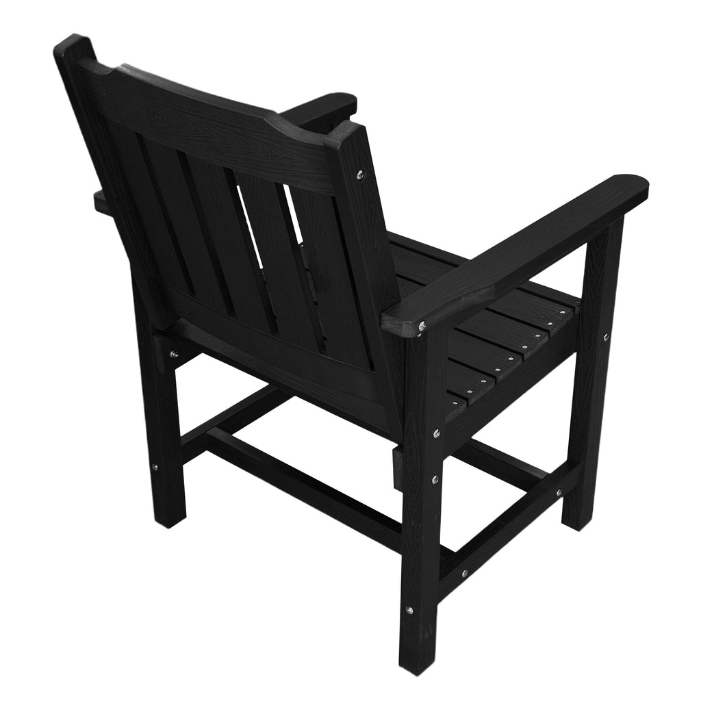 Poly Lumber Patio Dining Chair Set of Two, HIPS Outdoor Dining Chairs, Weather Resistant, Slat Back (2 Piece, Black)