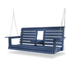 Poly Lumber 3-Seat Porch Swing, HIPS 5-Feet Bench Swing with Foldable Cup Holders,18/8 Stainless Steel Hardware, High Backrest and Deep Contoured Seat (Navy Blue, 5-feet)