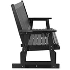 HIPS Patio Glider with Cup Holders, All-Weather Resistant, High Backrest and Deep Contoured Seat, Heavy Duty 900 LB (3 Seat - Carbon Black)