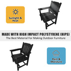 Modern HDPE Patio Dining Set, Poly Lumber Table and Chair, with Umbrella Hole, Weather Resistant, for Outdoor, Yard, Lawn (5 Piece, Black)