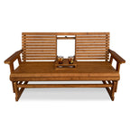 Patio Glider with Foldable Cup Holders, High Roll Back and Deep Contoured Seat, Heavy Duty 880 Lb (Brown, 2-Seater)