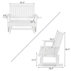 HIPS Patio Glider with Cup Holders, Durable Poly Lumber Material, All-Weather Resistant, High Backrest and Deep Contoured Seat, Heavy Duty 900 LB, for Outdoor, Porch, Patio (White, 2-Seat)