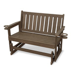 Poly Lumber Patio Glider, HIPS Material Weather-Resistant Swing Bench for Outdoor Porch Garden, Deep Brown