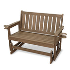 Poly Lumber Patio Glider, HIPS Material Weather-Resistant Swing Bench for Outdoor Porch Garden, Deep Brown
