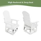 HIPS Swivel Patio Glider, Poly Lumber Weather Resistant Outdoor Chair, for Patio, Porch, Yard (White)
