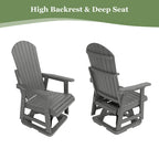 HIPS Swivel Patio Glider, Poly Lumber Weather Resistant Outdoor Chair, for Patio, Porch, Yard (Gray)