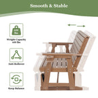 HDPE Patio Glider, Poly Lumber Weather-Resistant Outdoor Glider Bench, for Patio, Porch, Yard,  (Brown, 2-Seater)
