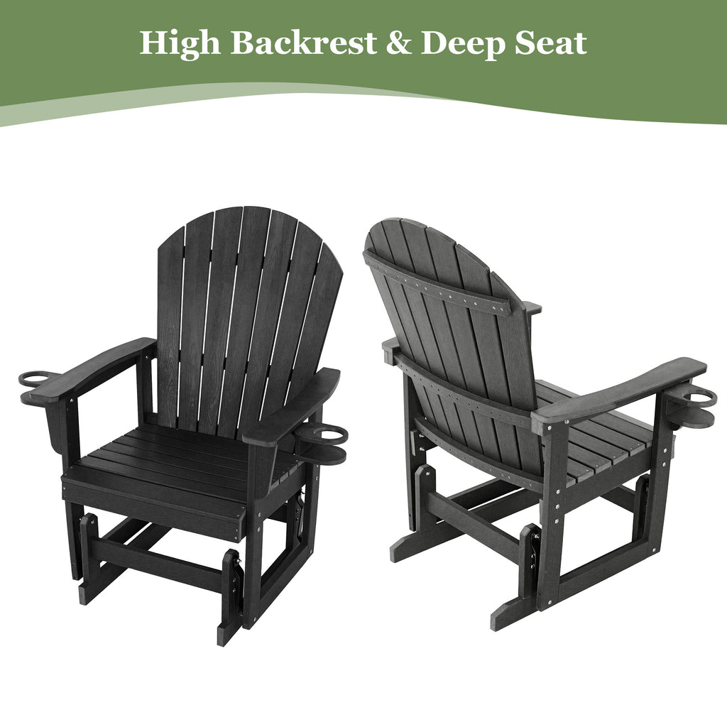 Fortune Candy HDPE Patio Glider Chair, Weather-Resistant, for Outdoor, Patio, Porch, Yard  (Black, 1-Seat)
