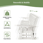 HDPE Patio Glider, Poly Lumber Weather-Resistant Outdoor Glider Bench, for Patio, Porch, Yard (Ivory White, 2-Seater)