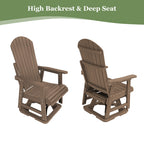 HIPS Swivel Patio Glider, Poly Lumber Weather Resistant Outdoor Chair, for Patio, Porch, Yard (Brown)