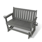 Poly Lumber Patio Glider, HIPS Material Weather-Resistant Swing Bench for Outdoor Porch Garden, Gray
