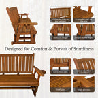 Fortune Candy Patio Glider, with Cup Holders, High Back and Deep Contoured Seat, Heavy Duty 800 Lb (Teak Tone, 3-Seater)