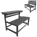 HDPE Convertible Bench Dinning Table with Umbrella Hole for Garden,Patio,Backyard