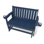 Poly Lumber Patio Glider, HIPS Material Weather-Resistant Swing Bench for Outdoor Porch Garden (Navy Blue, 2-Seater)