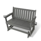 Poly Lumber Patio Glider, HIPS Material Weather-Resistant Swing Bench for Outdoor Porch Garden, Gray
