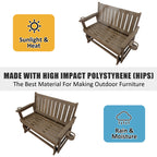 Poly Lumber Patio Glider, HIPS Material Weather-Resistant Swing Bench for Outdoor Porch Garden, Deep Brown