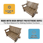 Poly Lumber Patio Glider, HIPS Material Weather-Resistant Swing Bench for Outdoor Porch Garden, Deep Brown