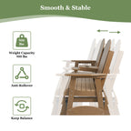 HIPS Patio Glider with Foldable Cup Holders, Durable Poly Lumber Material, All-Weather Resistant, High Backrest and Deep Contoured Seat, Heavy Duty 900 LB, for Outdoor, Porch, Patio (Brown, 3-Seat)