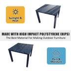 Modern HDPE Patio Dining Set, Poly Lumber Table and Chair, with Umbrella Hole, Weather Resistant, for Outdoor, Yard, Lawn (Navy Blue, 5 Piece - 36.2'' Table)