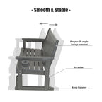 Poly Lumber Patio Glider, HIPS Material Weather-Resistant Swing Bench for Outdoor Porch Garden, Gray