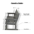 Poly Lumber Patio Glider, HIPS Material Weather-Resistant Swing Bench for Outdoor Porch Garden, Gray