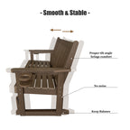 Poly Lumber Patio Glider, HIPS Material Weather-Resistant Swing Bench for Outdoor Porch Garden, Deep Brown